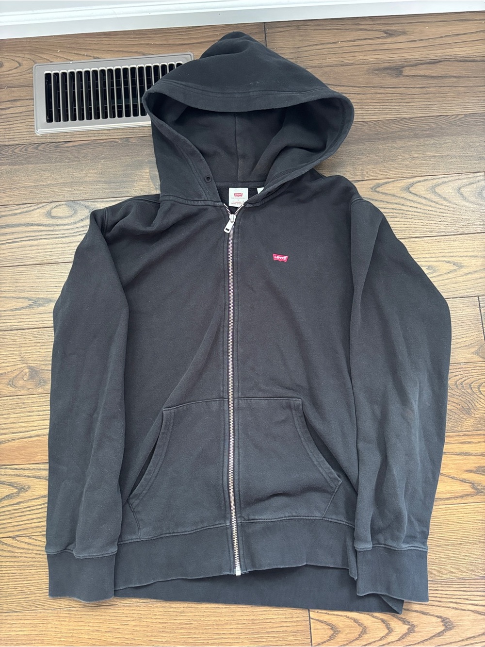 Levi's Black Full-Zip Hooded Jacket with Red Logo